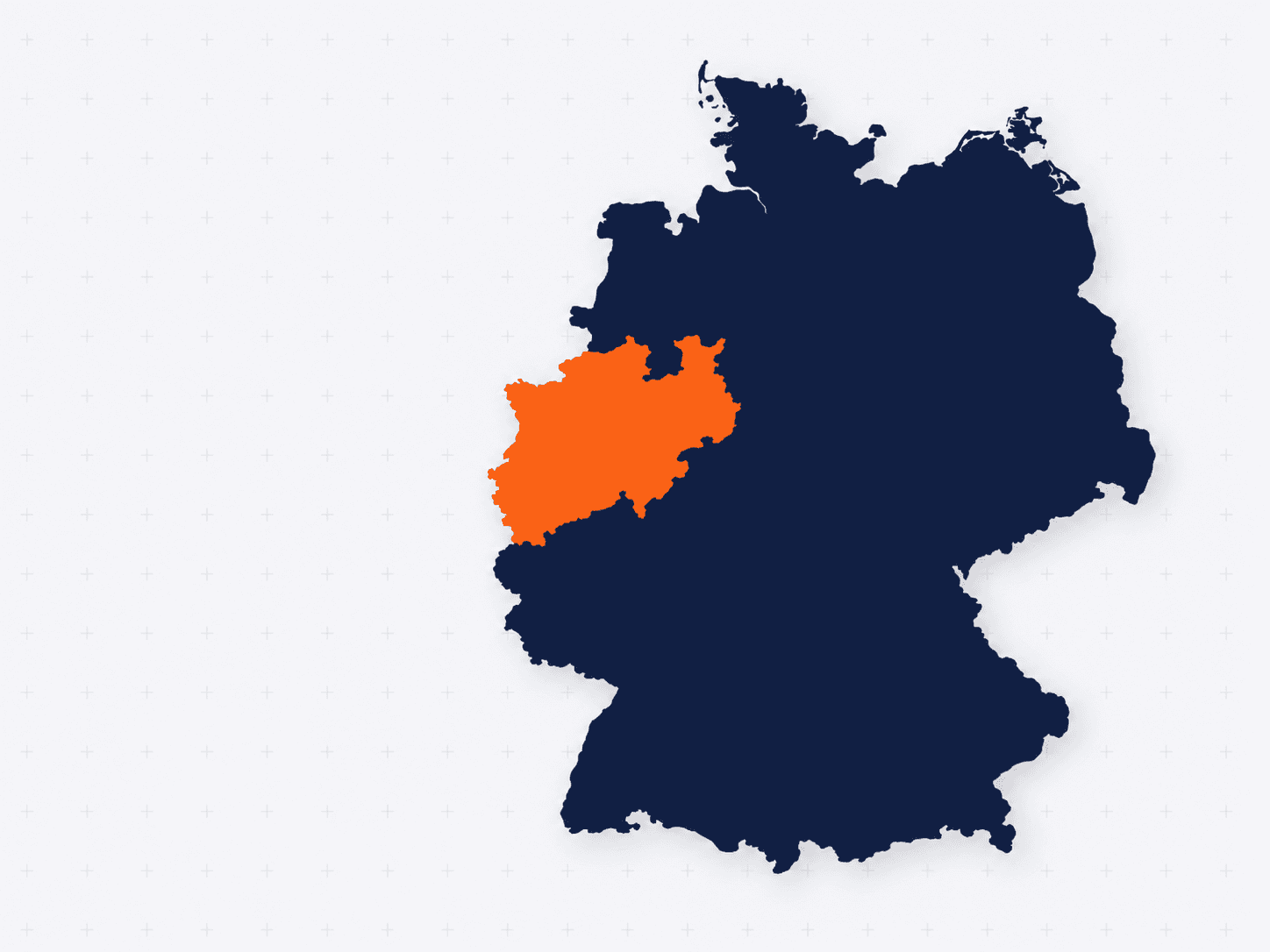 Karte von Deutschland mit hervorgehobenem Nordrhein-Westfalen – Standort der Volme 3D Akademie in Hagen