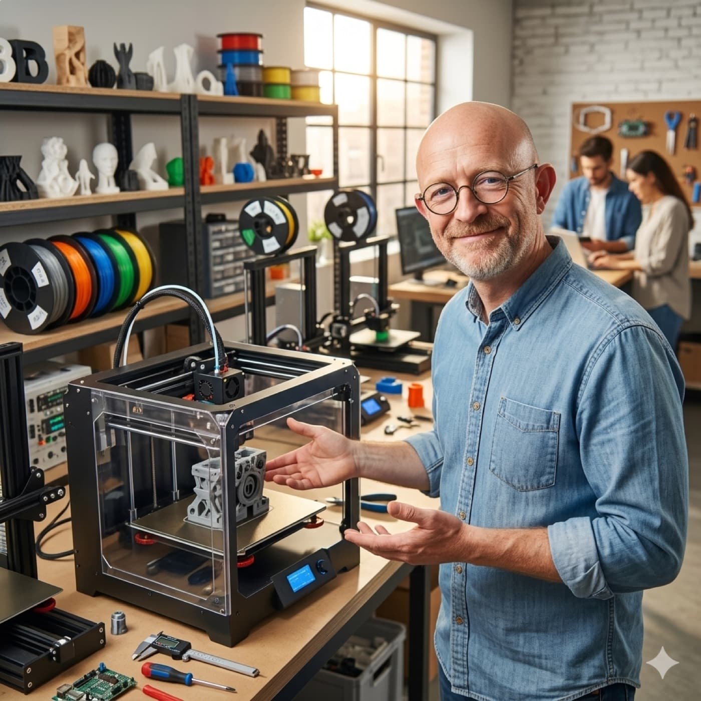 Volker Isken, Gründer der Volme 3D Akademie, in der Werkstatt